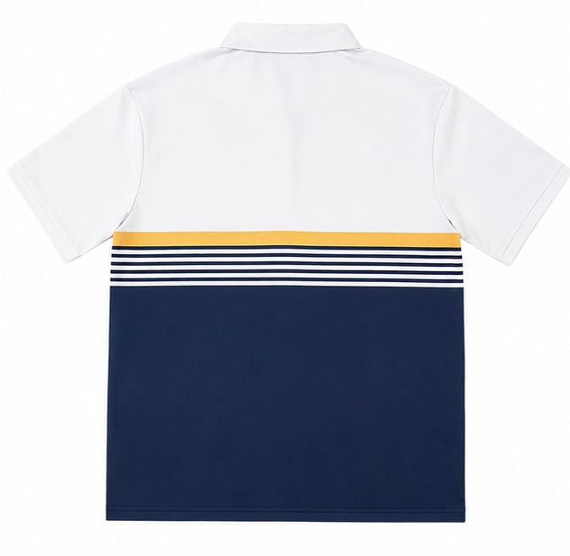 Polo homme Ralph Lauren style vintage blanc bleu marine jaune – Taille M