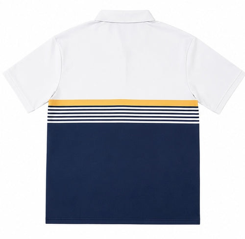 Polo homme Ralph Lauren style vintage blanc bleu marine jaune – Taille M